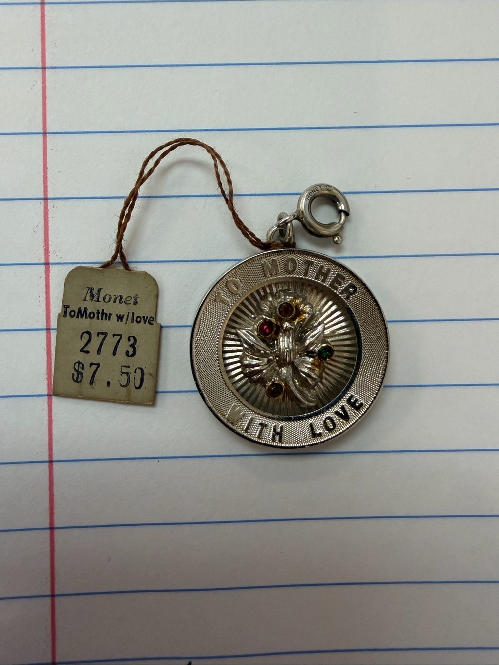 Monet silver “To Mother with Love” charm